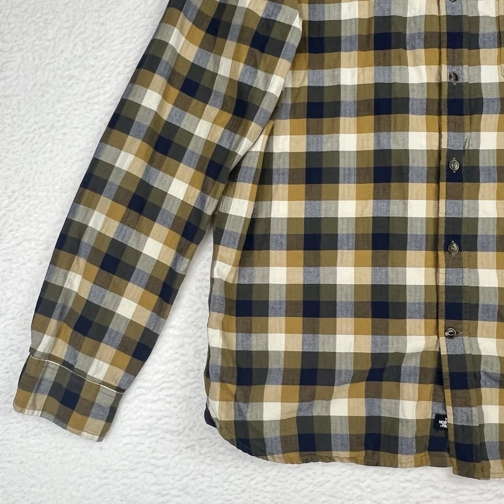 THE NORTH FACE Button Up Shirt Blue Green Plaid Lockhart‎ Flannel Men's Large